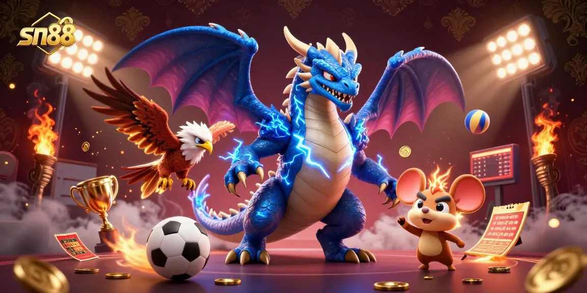 Experience thrilling gameplay with sn88's dynamic characters and casino elements in a vivid 3D casino scene.