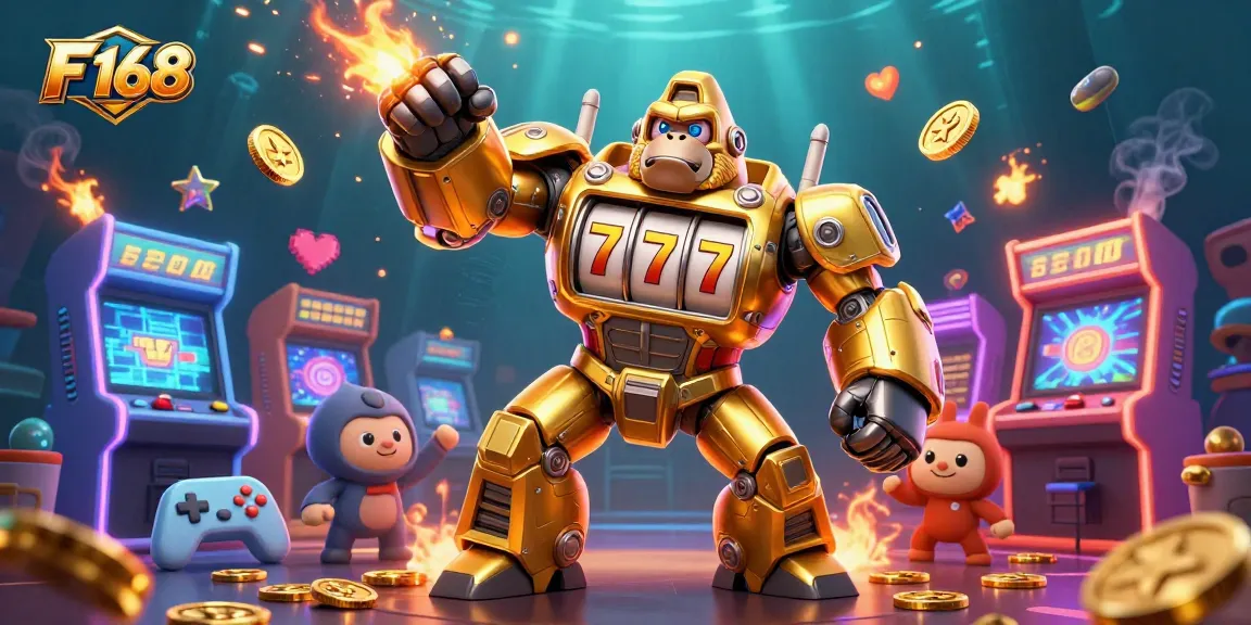 Engage with F 168's vibrant arcade and slot machines showcasing thrilling games and bonuses.