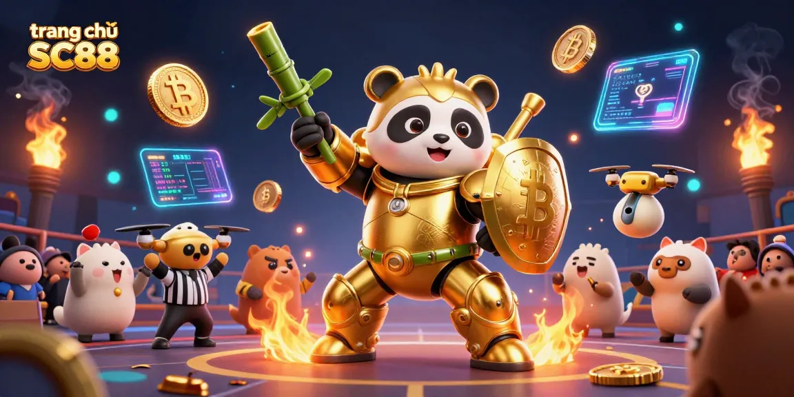 Experience the thrill on trang chủ SC88 with a mech-suit panda in an exciting casino setting.