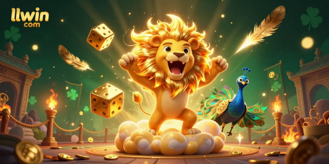 Engage with thrilling games at llwin com featuring a roaring lion and golden dice in an action-packed scene.